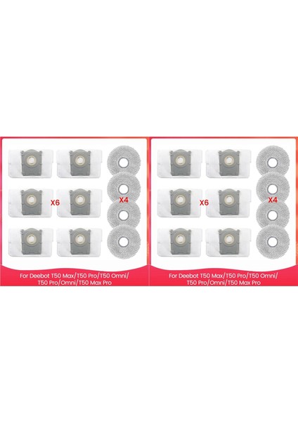 Ecovacs Deebot T50 Max T50 Pro T50 Omni T50 Pro Omni T50 Max Pro Paspas Pedleri Toz Torbaları Için 2 Takım Aksesuar Kiti (Yurt Dışından)