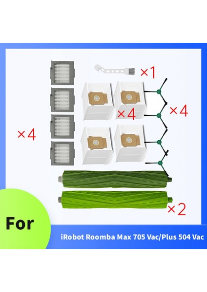 15 Adet Irobot Roomba Max 705 Vac/plus 504 Vac Süpürme Makinesi Aksesuarları Ana Yan Fırça Filtresi Toz Torbaları (Yurt Dışından) modelleri
