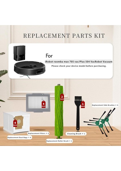 15 Adet Irobot Roomba Max 705 Vac/plus 504 Vac Süpürme Makinesi Aksesuarları Ana Yan Fırça Filtresi Toz Torbaları (Yurt Dışından) fırsatları