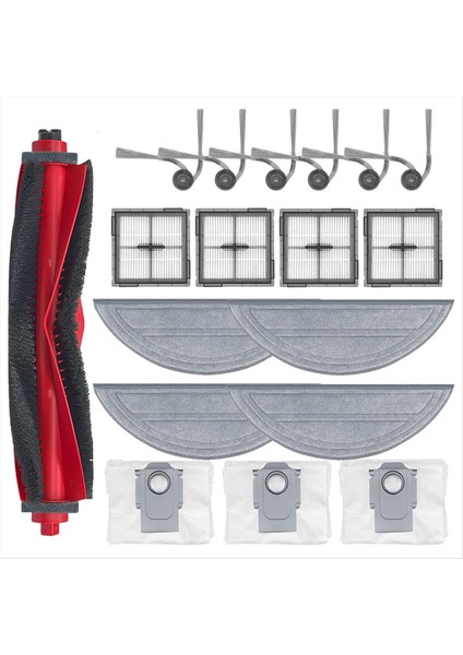 18 Adet Yedek Parçalar Roborock Q10 S5/Q10 S5+/Q10 X5/Q10 X5+ Vakum Parçaları Ana Yan Fırça Filtre Paspas Toz Torbası (Yurt Dışından)