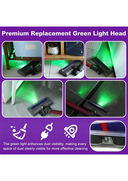 LED Yeşil Işık Kafası Yedek Parçalar Dyson V7 V8 V10 V11 V15 Akülü Elektrikli Süpürge Yumuşak Rulo Temizleyici Kafa (Yurt Dışından) fiyatları
