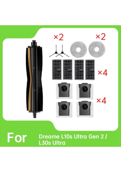 Dreame L10S Ultra Gen 2/L30S Ultra Temizleyici Parçaları Yedek Ana Yan Fırça Paspas Filtresi Toz Torbaları (Yurt Dışından) indirimleri