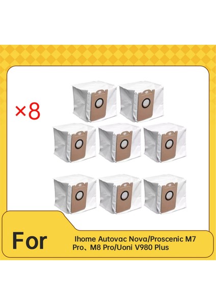 Ihome Autovac Nova Kendiliğinden Boşalan Proscenic M7 Pro M8 Pro ve Uoni V980 Plus Elektrikli Süpürgeler Için 8 Adet Toz Torbası (Yurt Dışından) modelleri
