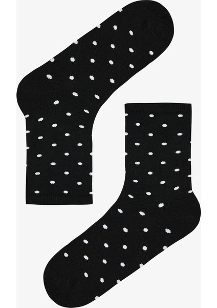 5 Çift Pamuklu Puantiye Desenli Soket Çorap