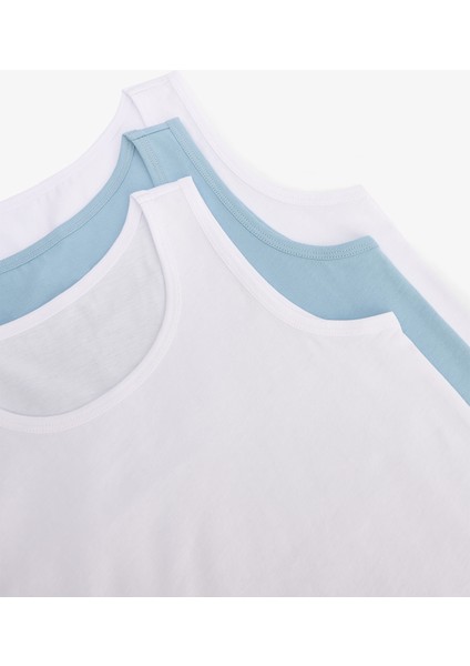 Çok Renkli Erkek Çocuk Pamuklu Basic Kalın Askılı 3'lü Atlet