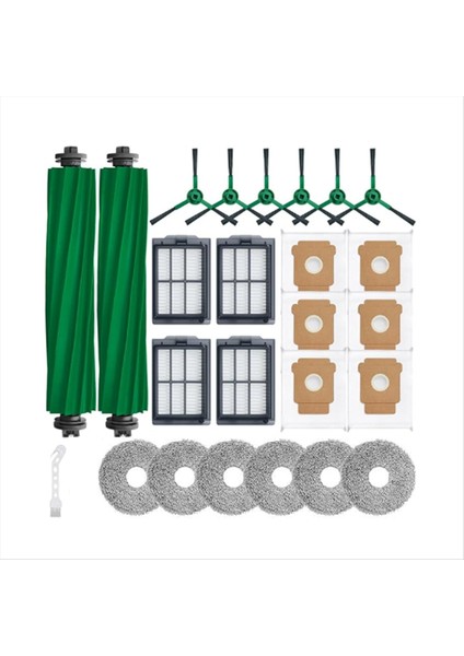 Irobot Roomba Plus 505/405 Combo Süpürme Makinesi Aksesuarları Için 25 Adet Ana Yan Fırça Paspas Filtresi Toz Torbaları (Yurt Dışından)