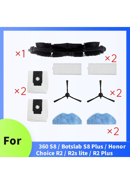 360 S8 / Botslab S8 Plus / Honor Choice R2 / R2S Lite / R2 Plus Süpürme Makinesi Aksesuarları Için 9 Adet (Yurt Dışından) fiyatları