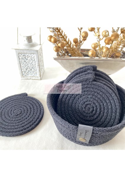 7 Prç Bardak Altlığı Set Tress Supla Jüt Hediyelik