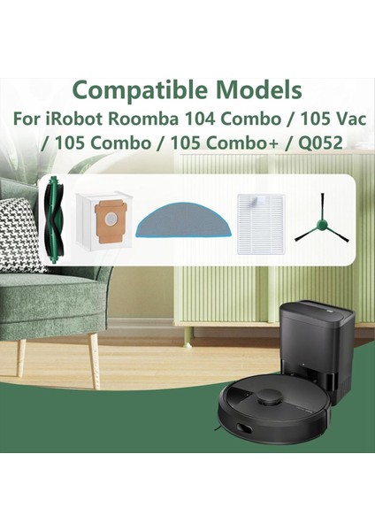 Ana Yan Fırça Filtreleri Paspas Toz Torbaları Irobot Roomba 104 COMBO/105 VAC/105 COMBO/105 COMBO+/Q052 Elektrikli Süpürge Parçaları (Yurt Dışından) indirimleri