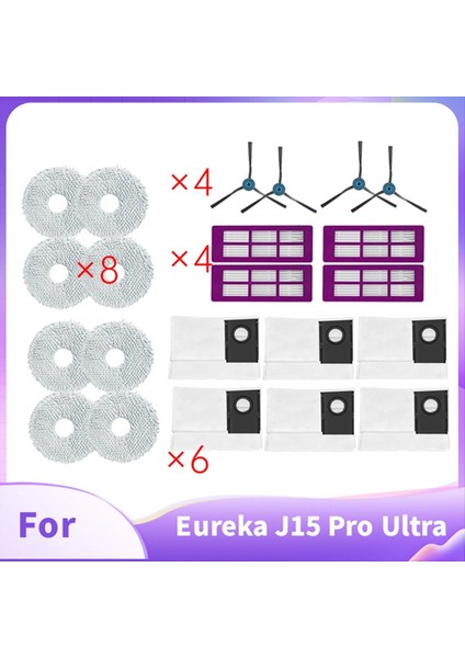 Eureka J15 Pro Ultra Süpürme Makinesi Aksesuarları Için 23 Adet Ana Yan Fırça Paspas Filtresi Toz Torbaları (Yurt Dışından) fiyatları