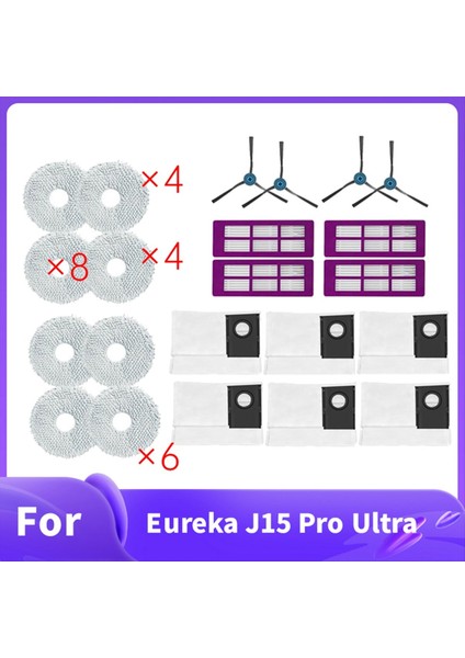Eureka J15 Pro Ultra Süpürme Makinesi Aksesuarları Için 23 Adet Ana Yan Fırça Paspas Filtresi Toz Torbaları (Yurt Dışından) modelleri