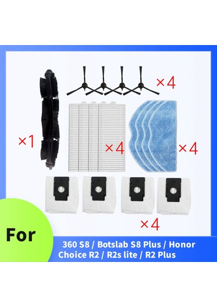 360 S8 / Botslab S8 Plus / Honor Choice R2 / R2S Lite / R2 Plus Süpürme Makinesi Aksesuarları Için 17 Adet (Yurt Dışından) fiyatları