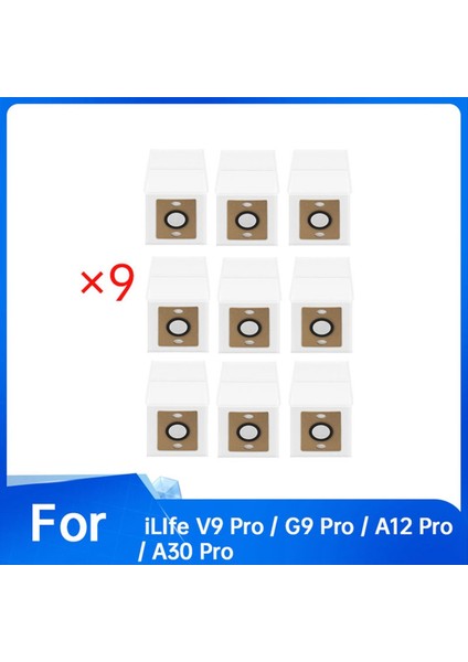Ilıfe V9 Pro / G9 Pro / A12 Pro / A30 Pro Robotlu Süpürge Için 9 Adet Yedek Toz Torbası Aksesuarları (Yurt Dışından) modelleri