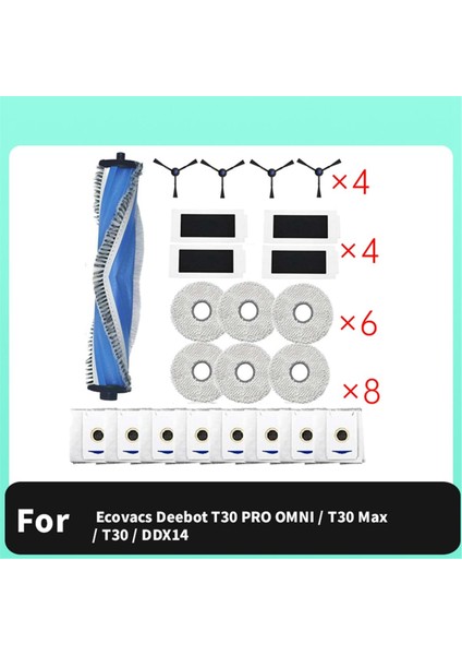 Ecovacs Deebot T30 Pro Omnı /T30 Max / T30 / DDX14 Süpürgesi Aksesuarları Ana Yan Fırça Filtresi Bez Toz Torbası Için 23 Adet (Yurt Dışından) modelleri