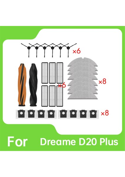 Dreame D20 Pro / D20 Pro Plus Için Yedek Fit Robot Vakum Aksesuarları Ana Yan Fırça Filtresi Toz Torbası Yedek Parça (Yurt Dışından) indirimleri