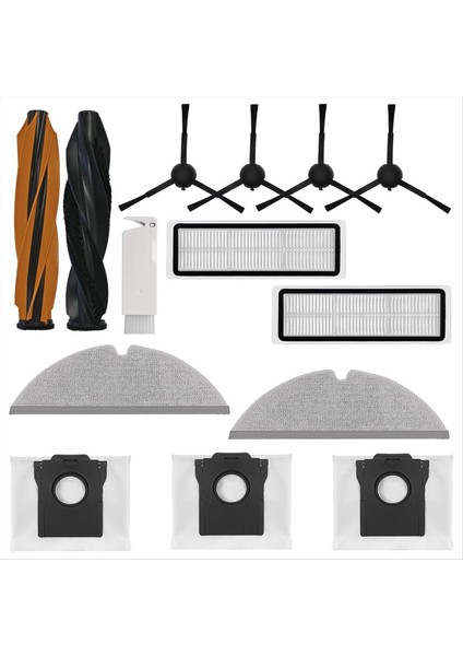 Dreame D20 Plus Robot Vakum Aksesuarları Için 14 Adet Yedek Parçalar Ana Yan Fırçalar Filtreler Paspas Bezleri Toz Torbaları (Yurt Dışından)
