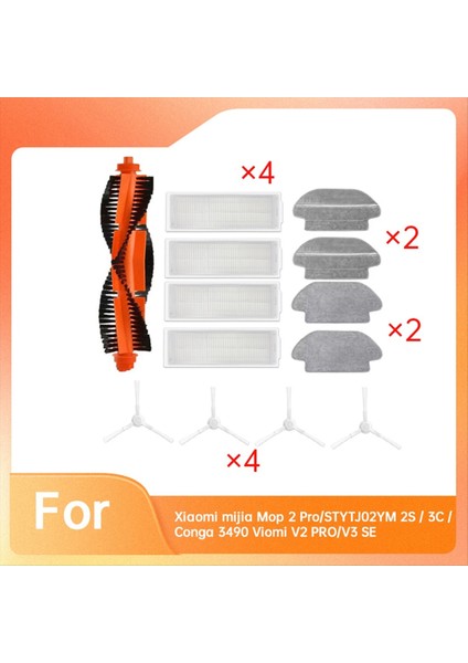 Xiaomi Mijia Mop 2 PRO/STYTJ02YM 2s/3c/conga 3490 Viomi V2 Pro/v3 Se Süpürme Ana Yan Fırça Paspas Filtresi (Yurt Dışından) fiyatları