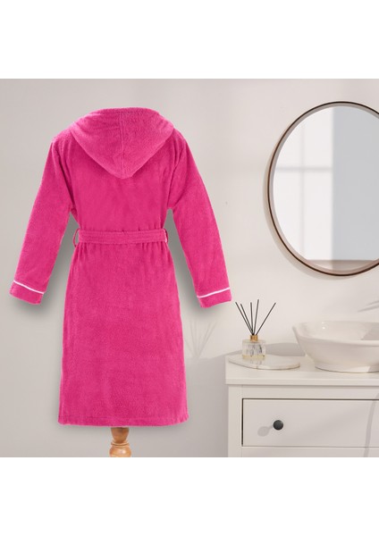 Bornoz | %100 Pamuk-Kapüşonlu-Biyeli-Cepli-Fuşya fiyatları