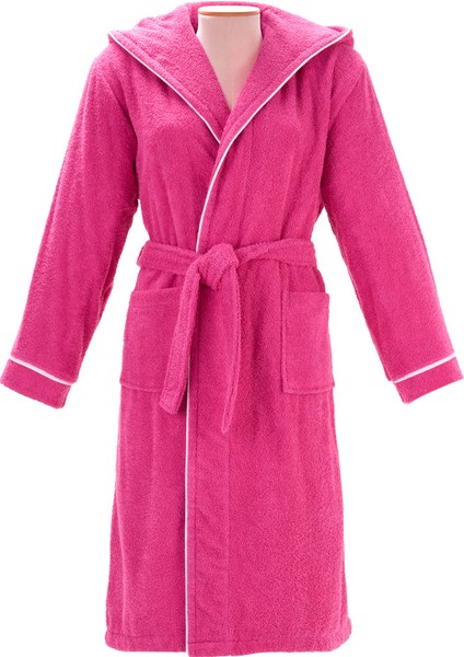 Bornoz | %100 Pamuk-Kapüşonlu-Biyeli-Cepli-Fuşya fırsatları