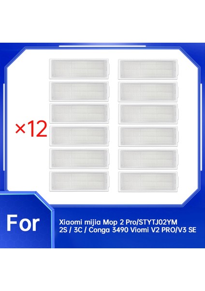 Xiaomi Mijia Mop 2 PRO/STYTJ02YM 2s/3c/conga 3490 Viomi V2 Pro/v3 Se Elektrikli Süpürge Için 12 Adet Filtre (Yurt Dışından) fiyatları