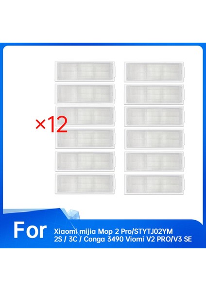 Xiaomi Mijia Mop 2 PRO/STYTJ02YM 2s/3c/conga 3490 Viomi V2 Pro/v3 Se Elektrikli Süpürge Için 12 Adet Filtre (Yurt Dışından) modelleri