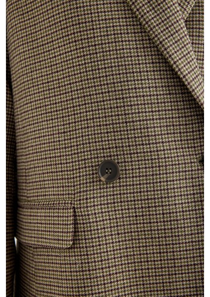 Yünlü Kazayağı Blazer Ceket