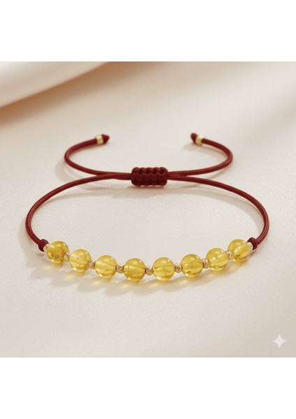 Makrome Örgülü Küre Kesim Kırmızı Ip Dorika Top Sarı Beyaz Renk Doğal Damla Kehribar Kadın Bileklik indirimleri