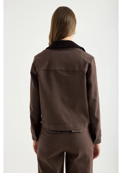 Kadife Yaka Kanvas Ceket