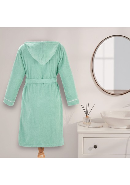 Bornoz | %100 Pamuk-Kapüşonlu-Biyeli-Cepli-Mint Green fiyatları