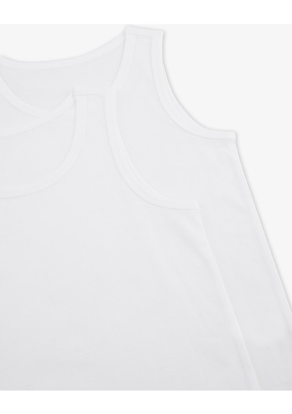 Erkek Çocuk Pamuklu Organik Beyaz 2 li Atlet