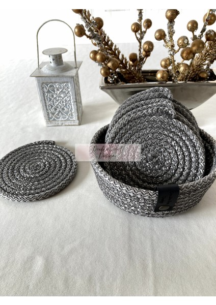 7 Prç Bardak Altlığı Set Tress Supla Jüt Hediyelik