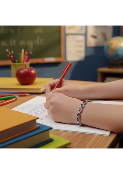 Gümüş Ametist Rengi Zirkon Taşlı 925 Ayar Kadın Bileklik - Doğum Günü, Sevgililer Günü, Anneler Günü, Yıldönümü Hediyesi - 18CM fiyatları