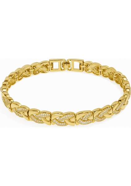 Kadın Tam Tur Xuping Bileklik - Sonsuzluk Model - Beyaz Zirkon Taşlı - Altın Renk