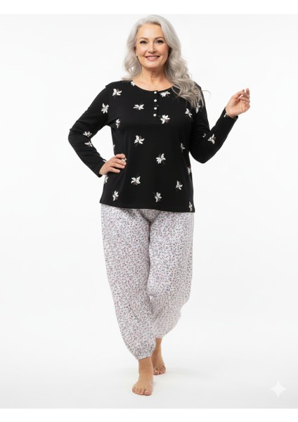 Kadın Kışlık Kadın Anne Içlik Pijama Altı %100 Pamuk Içi Miflonlu Beli Lastikli Rahat