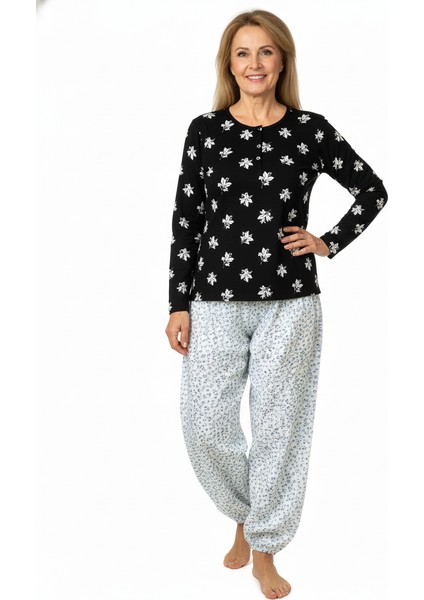 Kadın Kışlık Kadın Anne Içlik Pijama Altı %100 Pamuk Içi Miflonlu Beli Lastikli Rahat