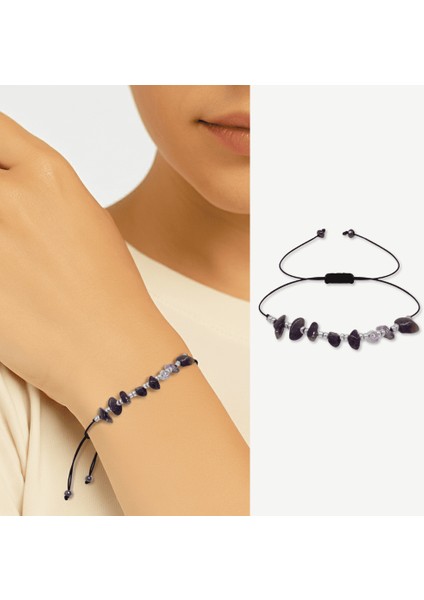 Makrome Örgülü Basic Model Ametist Doğaltaş Kadın Bileklik fiyatları