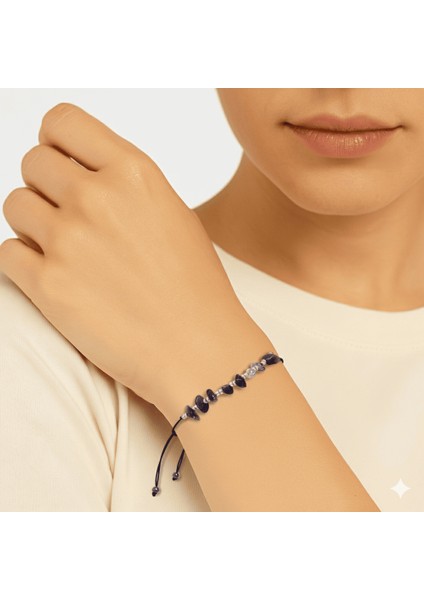 Makrome Örgülü Basic Model Ametist Doğaltaş Kadın Bileklik modelleri