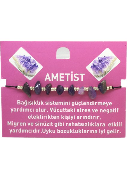 Makrome Örgülü Basic Model Ametist Doğaltaş Kadın Bileklik indirimleri
