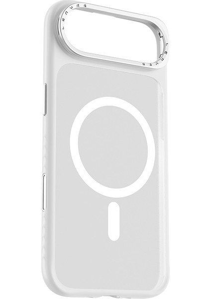 iPhone 17 Air Uyumlu Kılıf M-Safe Şarj Özellikli Metal Kamera Standlı Lenyes CK226 Pc Kapak Şeffaf