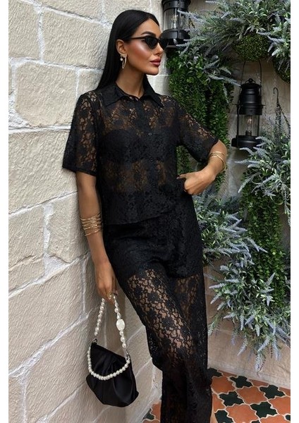 Pantolonu Astarlı Dantel Ikili Takım 10119 indirimleri