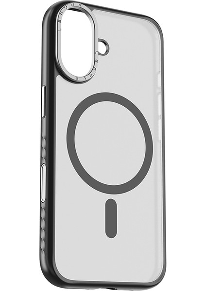 iPhone 17 Uyumlu Kılıf M-Safe Şarj Özellikli Metal Kamera Standlı Lenyes CK226 Pc Kapak Siyah