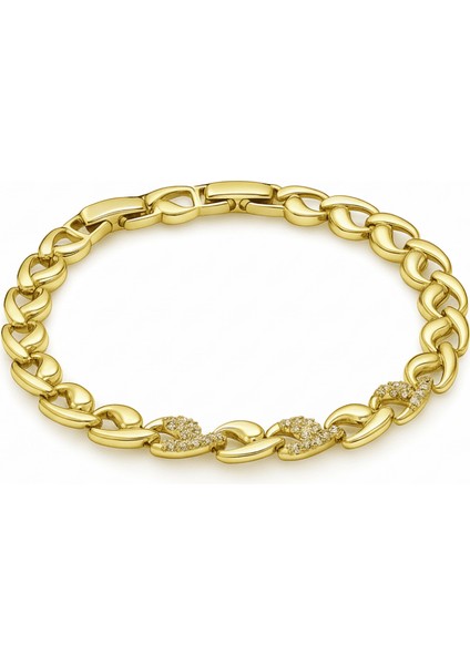 Kadın Tam Tur Xuping Bileklik - Damla Model - Beyaz Zirkon Taşlı - Altın Renk