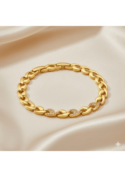 Kadın Tam Tur Xuping Bileklik - Damla Model - Beyaz Zirkon Taşlı - Altın Renk fırsatları
