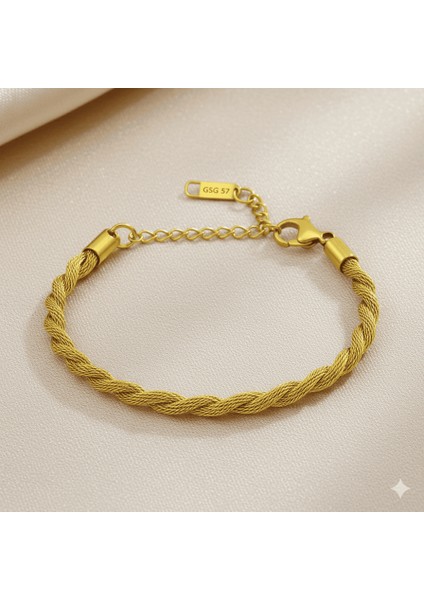 Kadın Çelik Bileklik - Kalın Burma Model - Altın Renk fırsatları