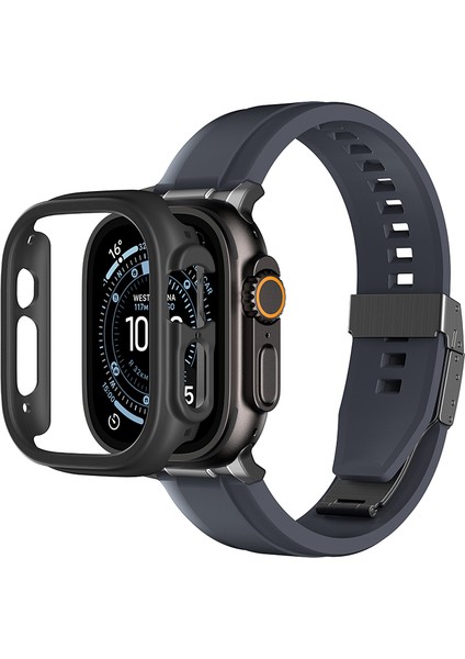 Watch Ultra 49MM Uyumlu Amazingthing Radix Minimal Fullguard Sert Pc Kasa ve Ekran Koruyucu Siyah
