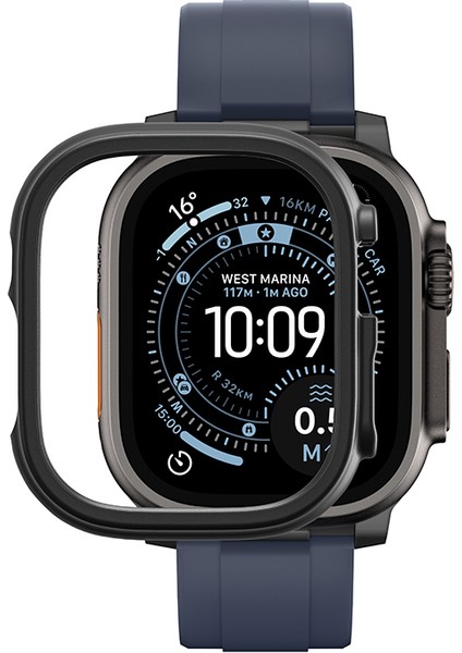 Watch Ultra 49MM Uyumlu Amazingthing Radix Minimal Fullguard Sert Pc Kasa ve Ekran Koruyucu Siyah