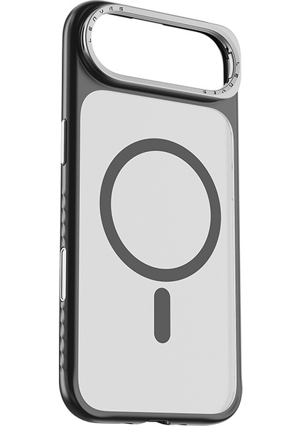 iPhone 17 Air Uyumlu Kılıf M-Safe Şarj Özellikli Metal Kamera Standlı Lenyes CK226 Pc Kapak Siyah