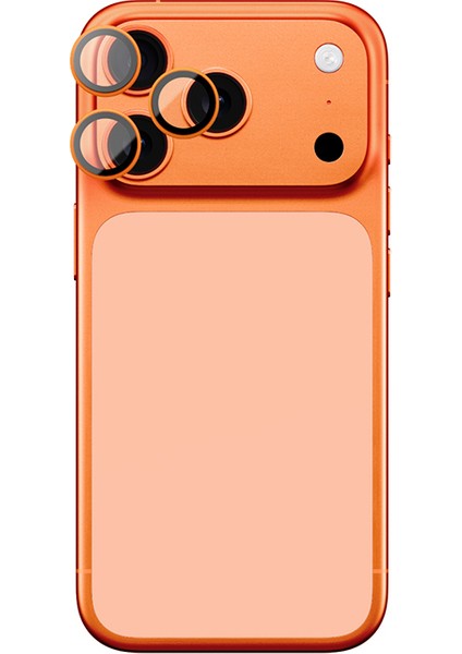 iPhone 17 Pro Uyumlu Amazingthing Titan Safir Kamera Lens Koruyucu Uygulama Aparatlı Turuncu