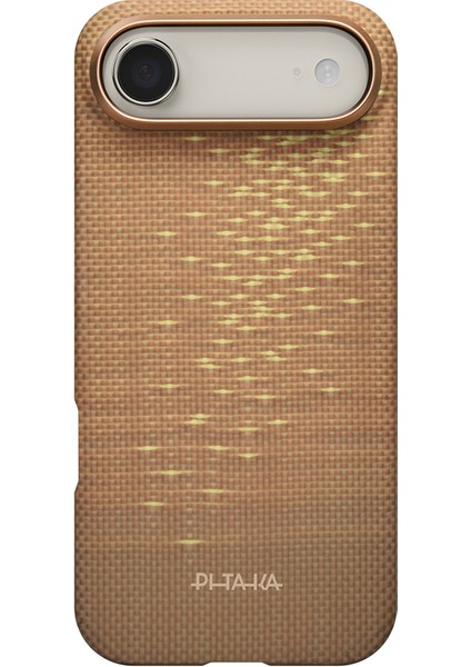 iPhone 17 Air Kılıf M-Safeli Aramid Fiber Pitaka Glints Of Gold Ultra Slim Serisi Kapak Gold
