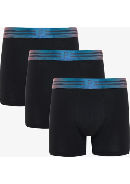 Erkek 3'lü P Logolu Boxer